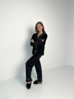 Піжама жіноча BO.Brand двійка велюрова, чорна - Зображення 17