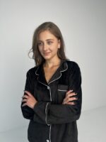 Піжама жіноча BO.Brand двійка велюрова, чорна - Зображення 19