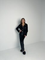 Піжама жіноча BO.Brand двійка велюрова, чорна - Зображення 16