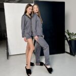 Піжама жіноча BO.Brand з шовку Армані (сорочка, штани та шорти, 3 в 1, колір графіт)