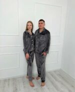 Парні піжами BO.Brand, сорочка та штани з кишенями, колір графіт - Зображення 7