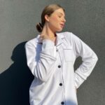 Жіноча піжама BO.Brand на ґудзиках зі штанами, колір білий