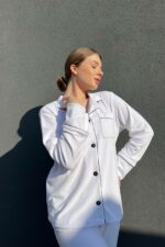 Жіноча піжама BO.Brand на ґудзиках зі штанами, колір білий