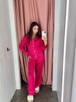 Піжама шовкова малинова BO.Brand, сорочка та штани