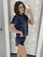 Жіноча піжама для дому та відпочинку , колір синій - Зображення 2