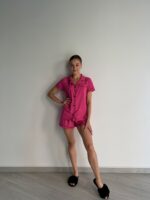 Жіноча піжама BO.Brand двійка, сорочка і шорти, колір малиновий - Зображення 7