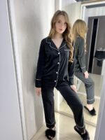 Жіноча шовкова піжама BoBrand в чорному кольорі - Зображення 20