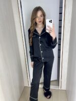 Жіноча шовкова піжама BoBrand в чорному кольорі - Зображення 21