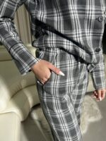 Жіноча піжама у сіру клітинку BO.Brand, натуральна тканина котон зображення 8