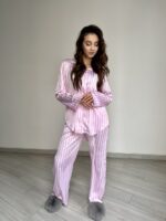 Жіноча піжама BO.Brand двійка, сорочка та штани, рожева смужка - Зображення 18