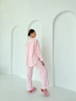 Жіноча піжама BO.Brand двійка, сорочка та штани, рожева смужка - Зображення 4