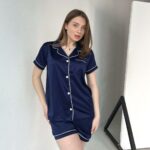 Жіноча піжама BO.Brand комплект сорочка та шорти, колір синій - Зображення 10