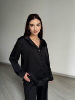 Жіноча сатинова піжама BO.Brand у чорному кольорі