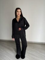 Жіноча сатинова піжама BO.Brand у чорному кольорі