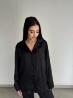 Жіноча сатинова піжама BO.Brand у чорному кольорі