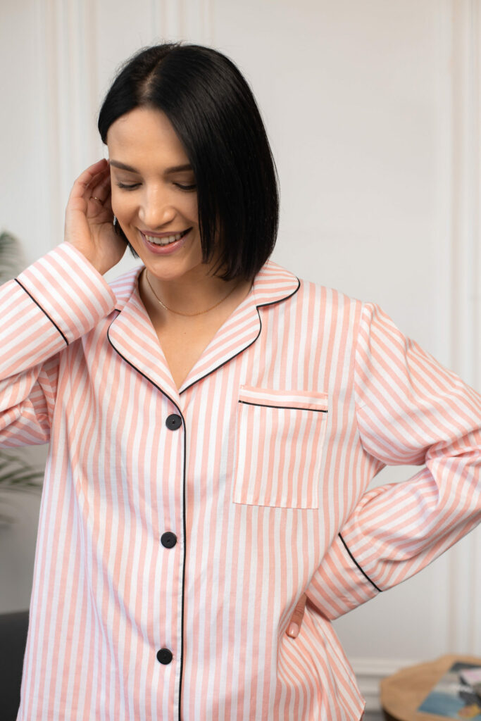 Жіноча піжама з натуральної бавовни в рожеву смужку