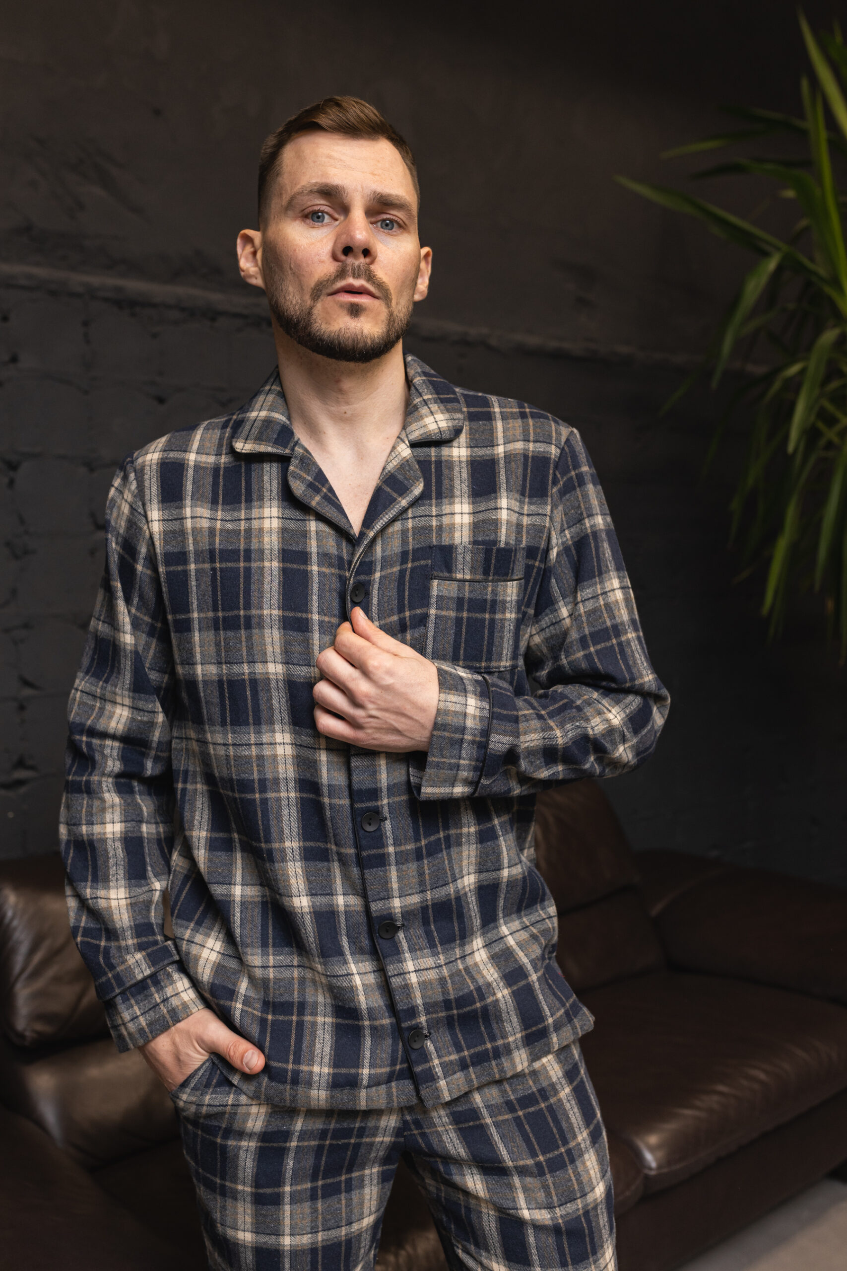 Чоловіча піжама преміум фланель синій колір BO.Brand Чоловіча піжама преміум фланель синій колір BO.Brand