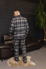 Чоловіча піжама преміум фланель синій колір BO.Brand