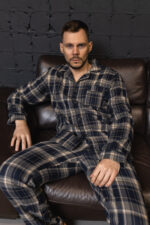 Чоловіча піжама BO.Brand преміум фланель синього кольору - Зображення 6