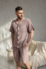 Чоловіча піжама натуральний муслін бежевий