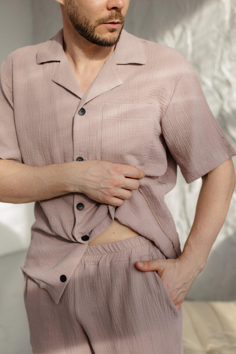 Чоловіча піжама натуральний муслін бежевий