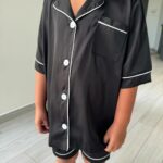 Дитяча шовкова піжама сорочка і шорти в чорному кольорі