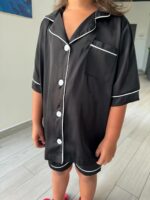 Дитяча шовкова піжама сорочка і шорти в чорному кольорі