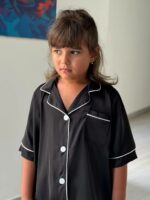 Дитяча шовкова піжама сорочка і шорти в чорному кольорі