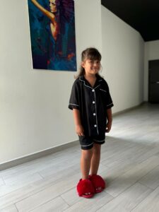 Дитяча шовкова піжама сорочка і шорти в чорному кольорі