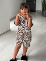 Дитяча шовкова піжама з шортами леопард принт