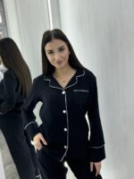 Жіноча піжама натуральний муслін чорний колір