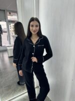 Жіноча піжама натуральний муслін чорний колір