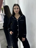 Жіноча піжама натуральний муслін чорний колір