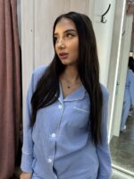 Жіноча піжама натуральний муслін блакитний колір