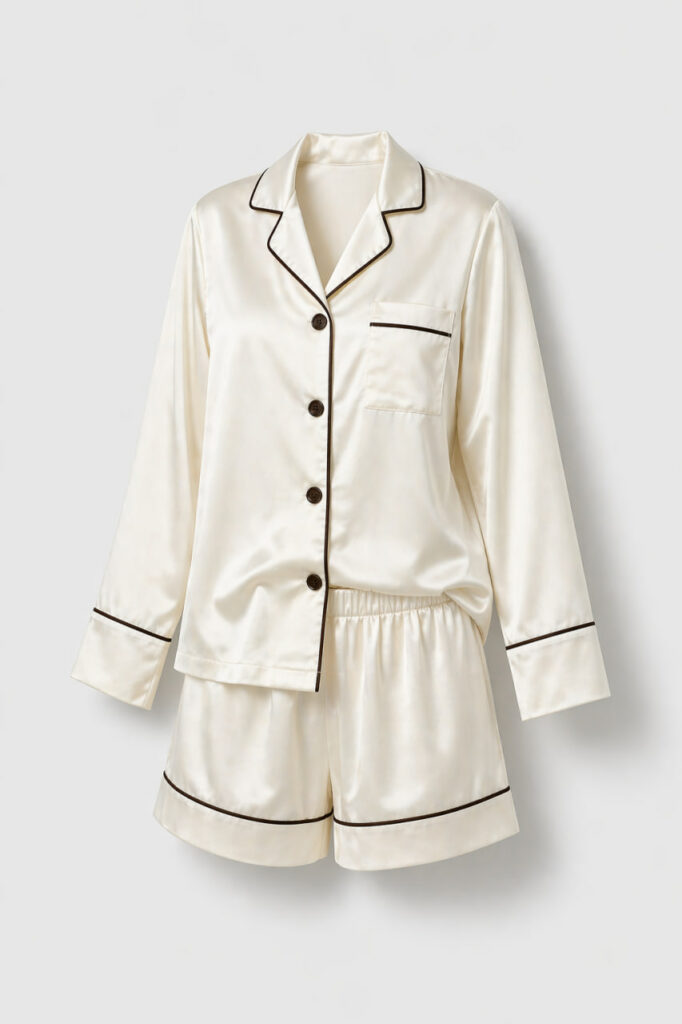 Шовкова жіноча піжама BO.Brand молочного кольору