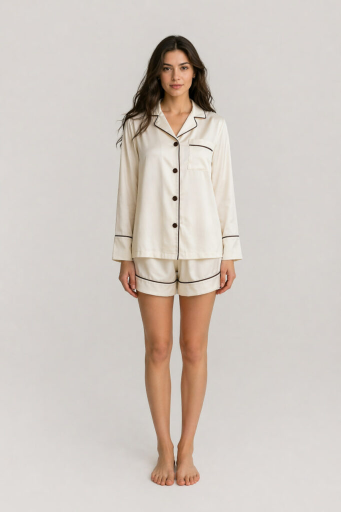 Шовкова жіноча піжама BO.Brand молочного кольору