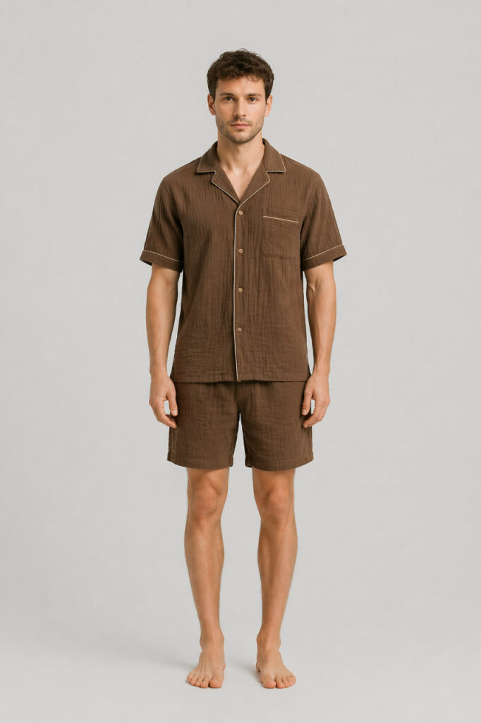 Чоловічий домашній костюм BO.Brand з мусліну, колір коричневий