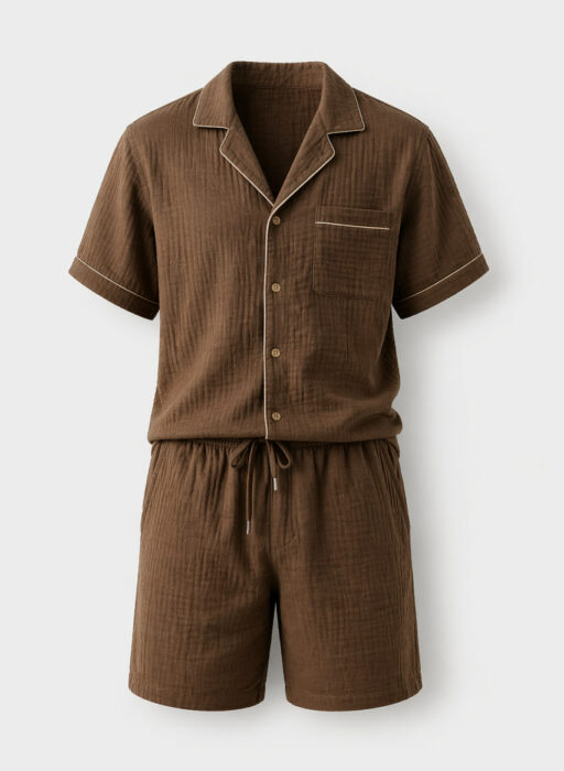 Чоловічий домашній костюм BO.Brand з мусліну, колір коричневий