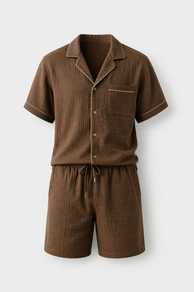 Чоловічий домашній костюм BO.Brand з мусліну, колір коричневий