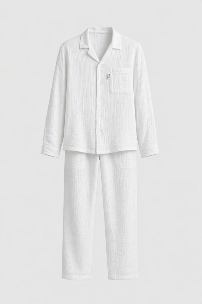 Чоловіча піжама BO.Brand преміальний муслін у білому кольорі
