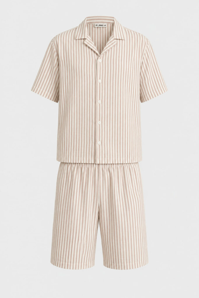 Чоловічий літній костюм BO.Brand лляний в бежеву смужку