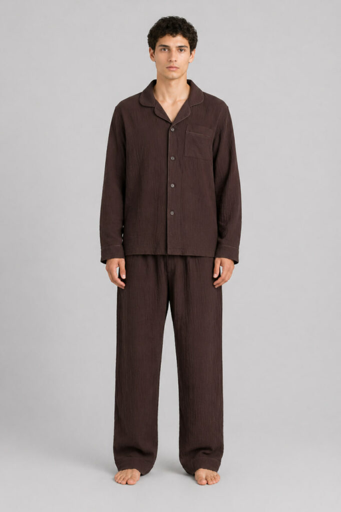 Чоловіча піжама BO.Brand: преміальний муслін у глибокому кольорі брауні