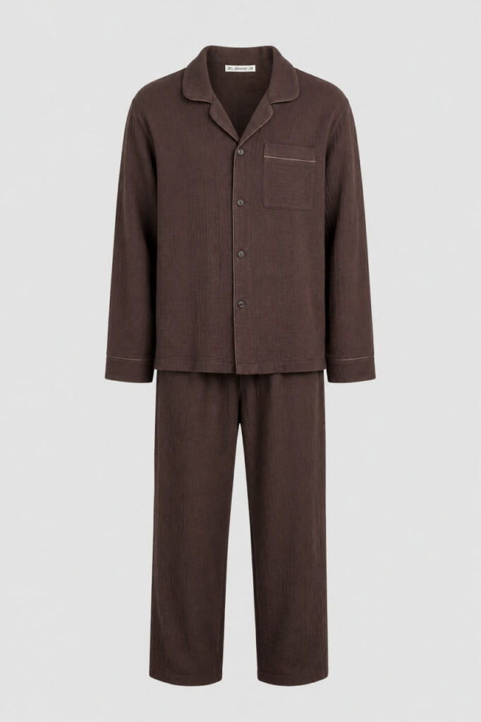 Чоловіча піжама BO.Brand: преміальний муслін у коричневому кольорі