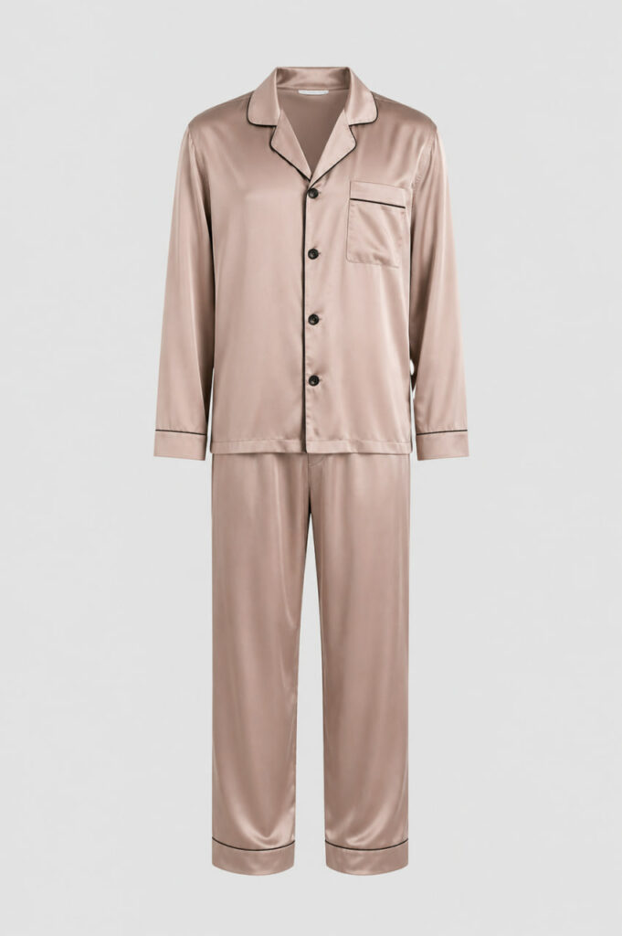 Чоловіча шовкова піжама BO.Brand (колір лате) — класична сорочка та штани