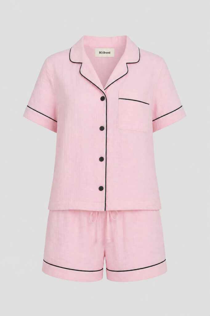 Жіноча муслінова піжама BO.Brand рожева з шортами