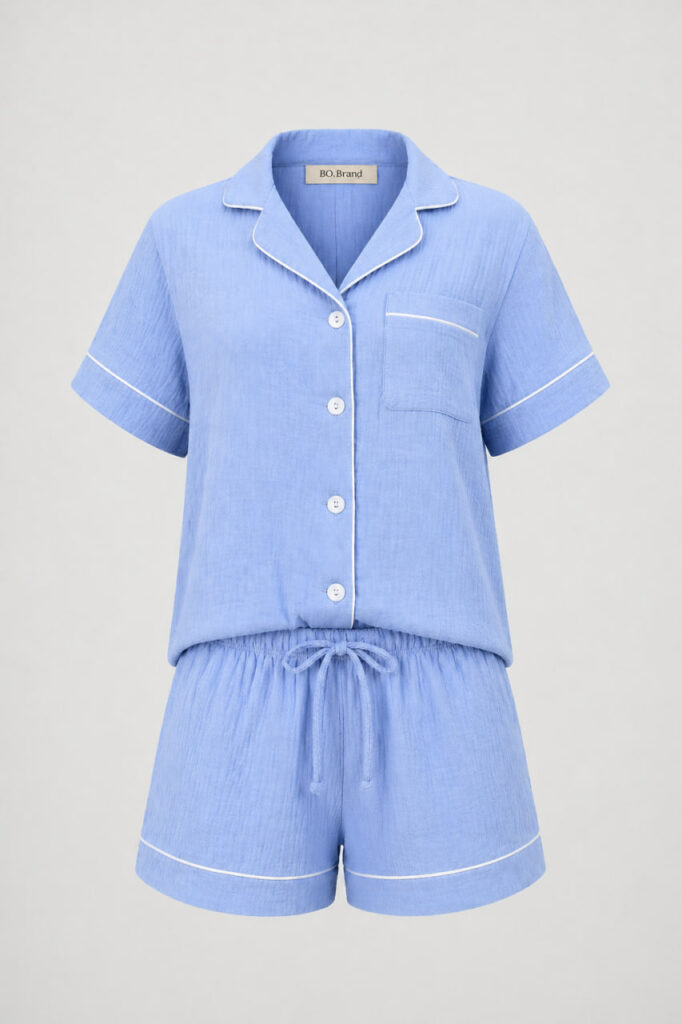 Жіноча піжама BO.Brand преміальний муслін (блакитний колір)