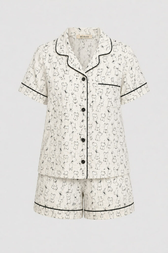 Жіноча муслінова піжама, шорти і сорочка