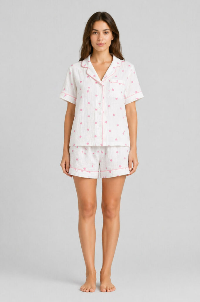 Жіноча муслінова піжама BO.Brand шорти і сорочка