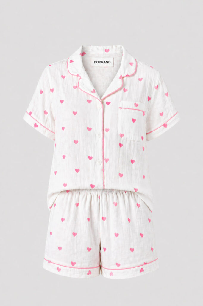 Жіноча муслінова піжама BO.Brand сердечка , шорти та сорочка