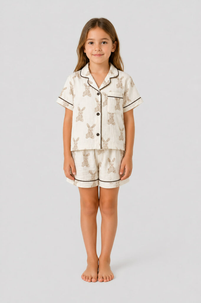 Дитяча піжама з кроликами BO.Brand шорти і сорочка муслін